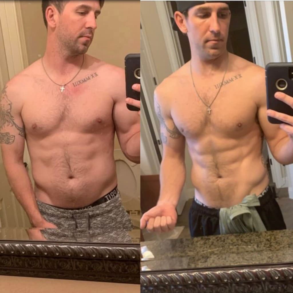 Mike before and after personal training transformation in Austin, TX