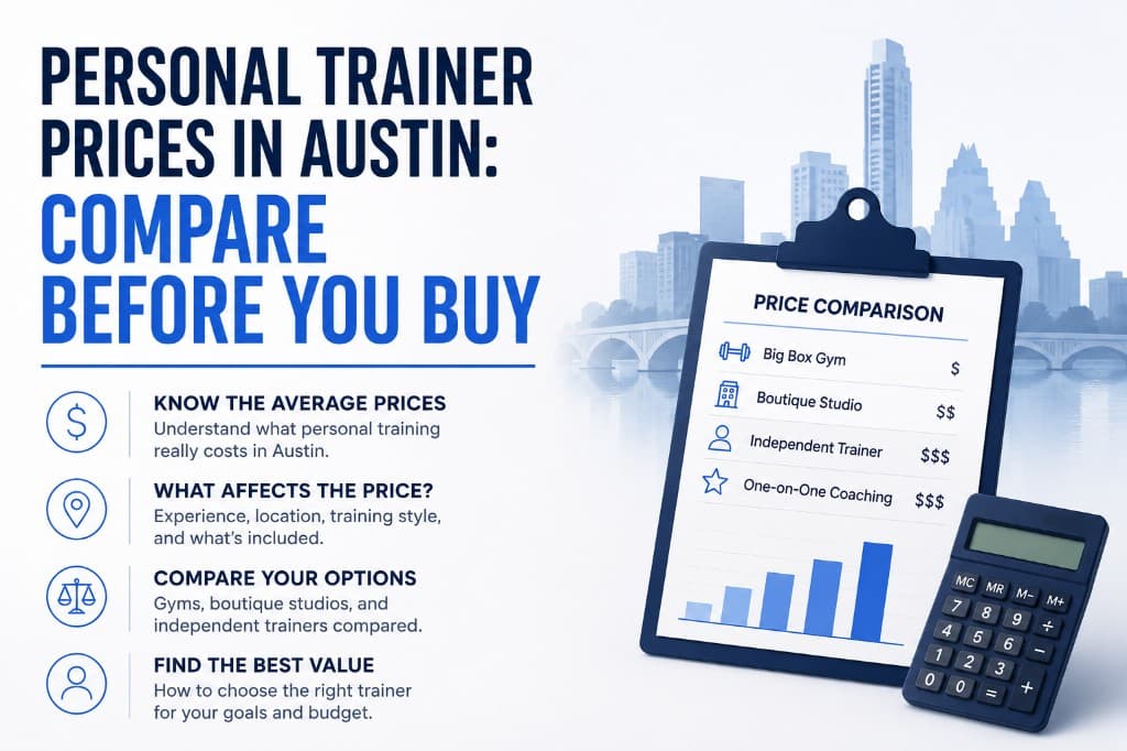 Personal trainer prices in Austin compare before you buy — price tiers from big box gyms to one-on-one coaching