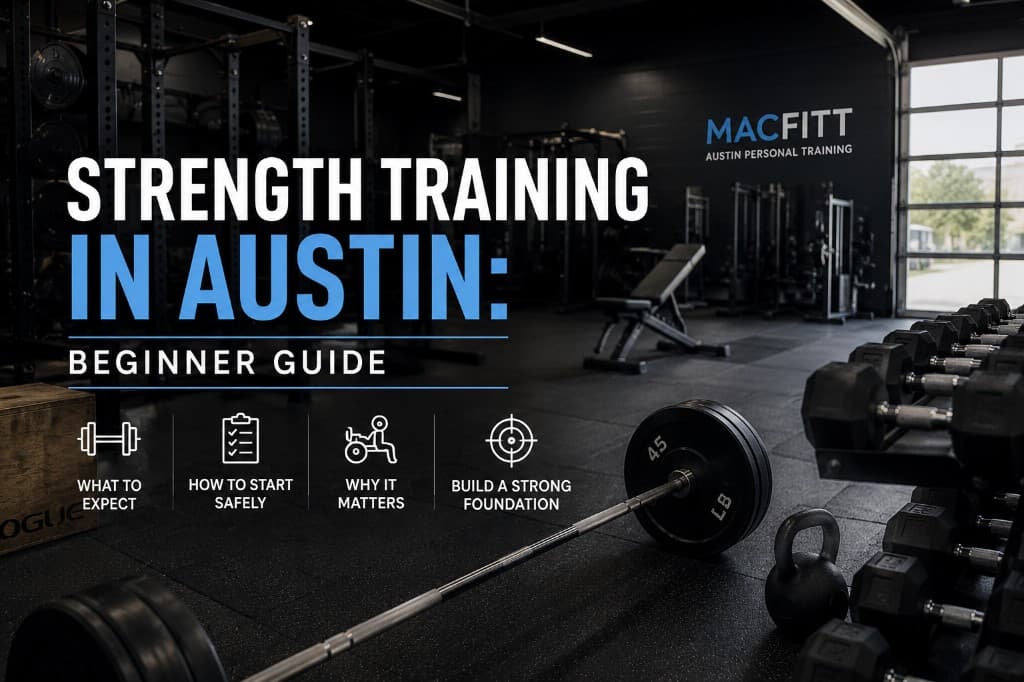 Strength training in Austin beginner guide — MacFitt private gym with barbells and strength equipment